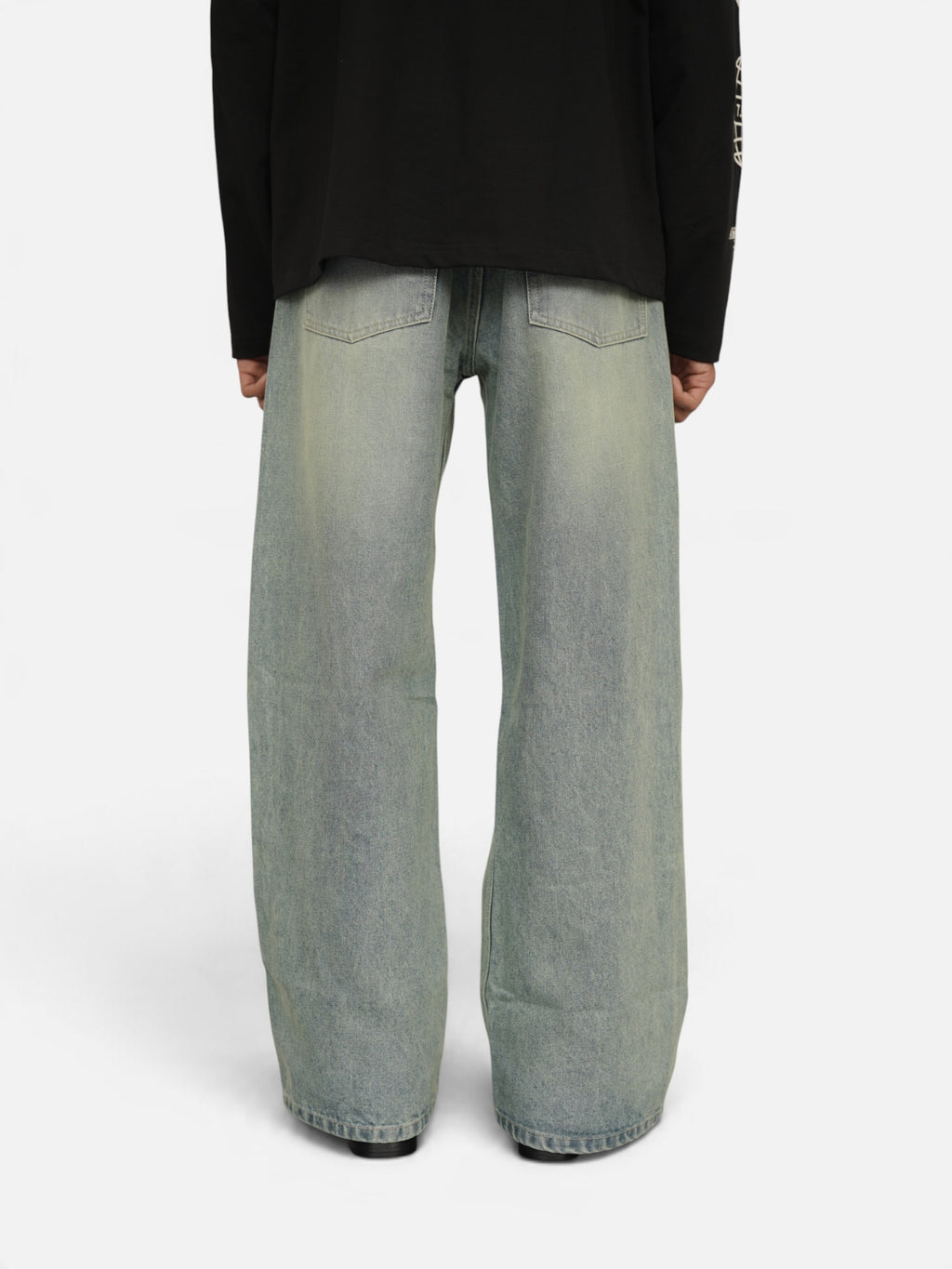 Green Vintage blue Wide leg Drop-A10
