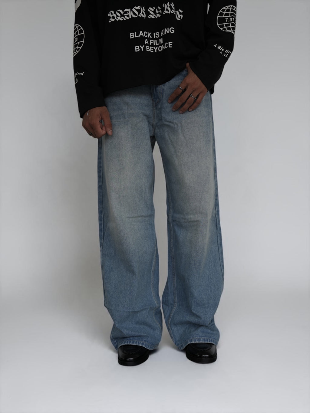 Blue Vintage wash Wide leg DROP-A5