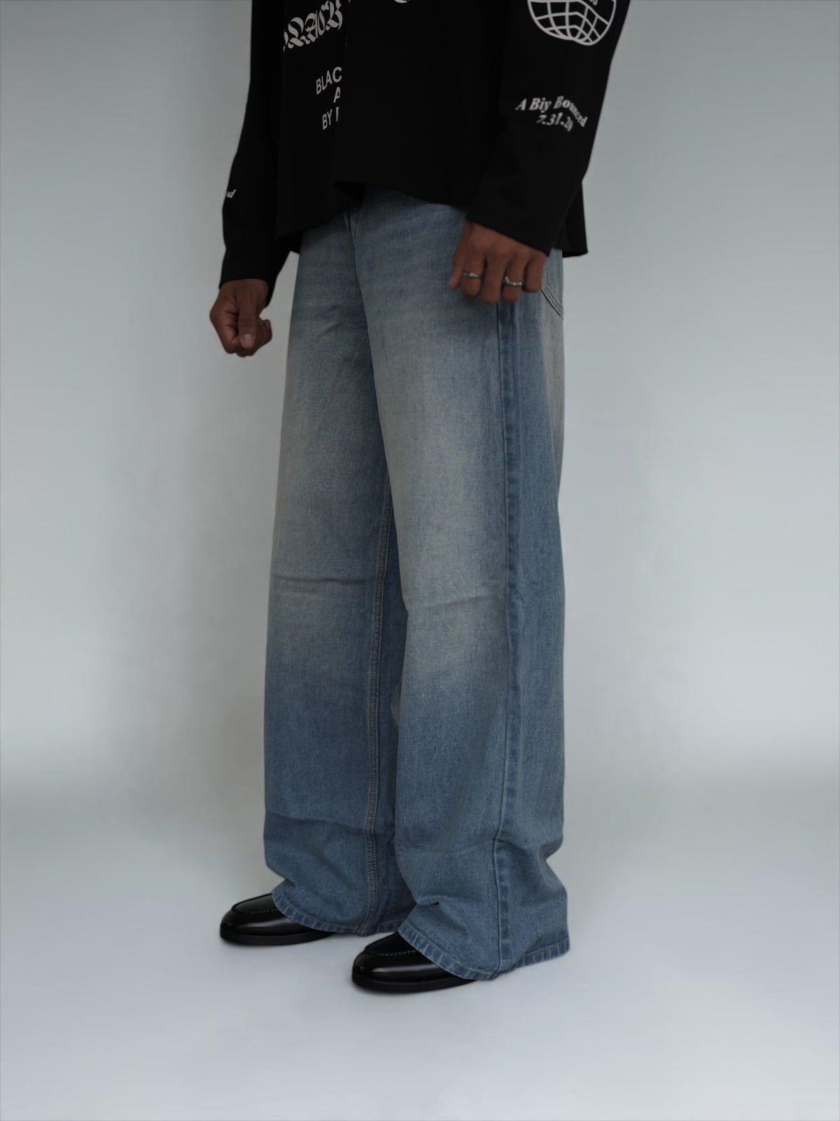 Blue Vintage wash Wide leg DROP-A5