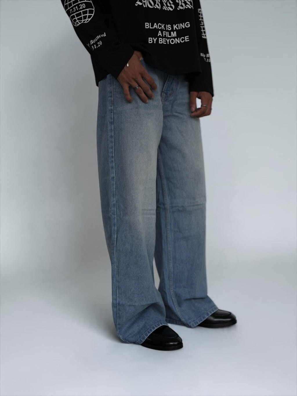 Blue Vintage wash Wide leg DROP-A5