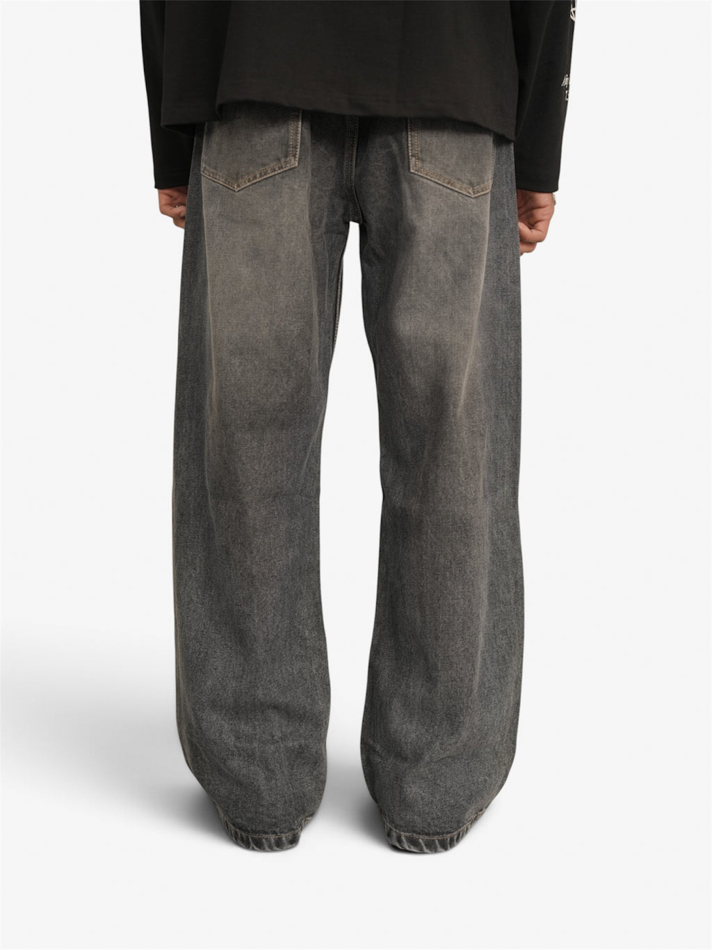 Grey Vintage Wash Wide Leg Drop-A6
